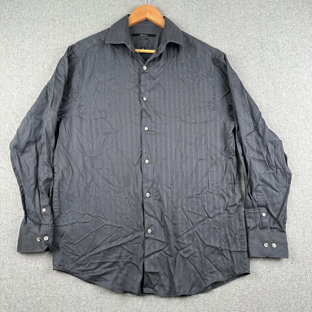 Perry Ellis Portfolio Shirt Mens Medium Classic Fit Grey Long Sleeve Button-Down